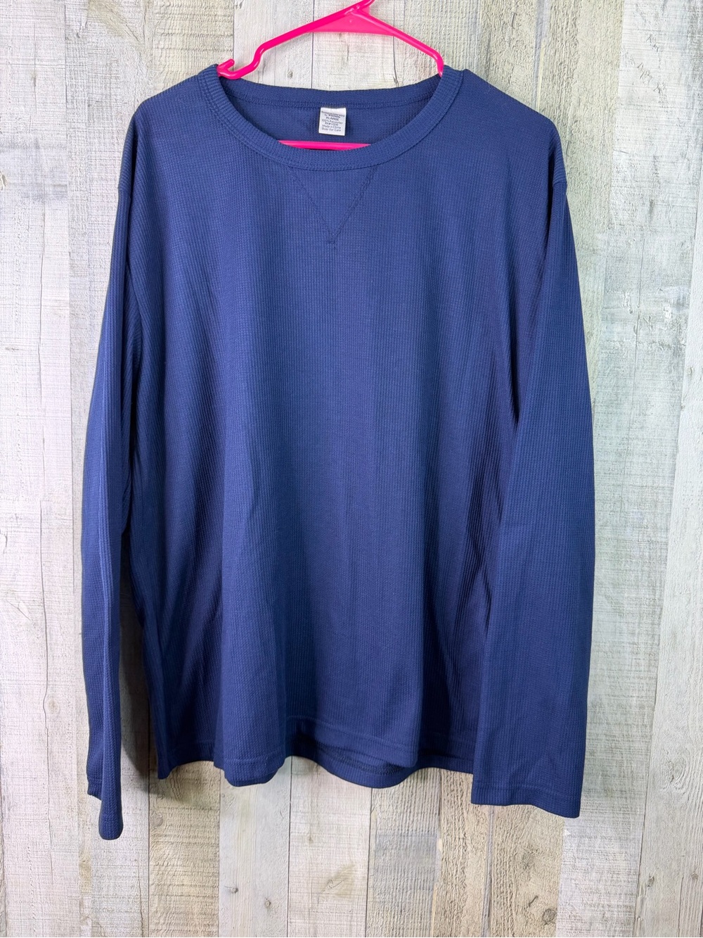 7apparel Essential Sleepwear XL Blue Thermal Style Long Sleeve Crewneck Shirt